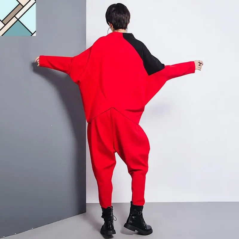 Tanaka Pocket High Waist Harem Pants - Red by Marigold Shadows MARIGOLD SHADOWS