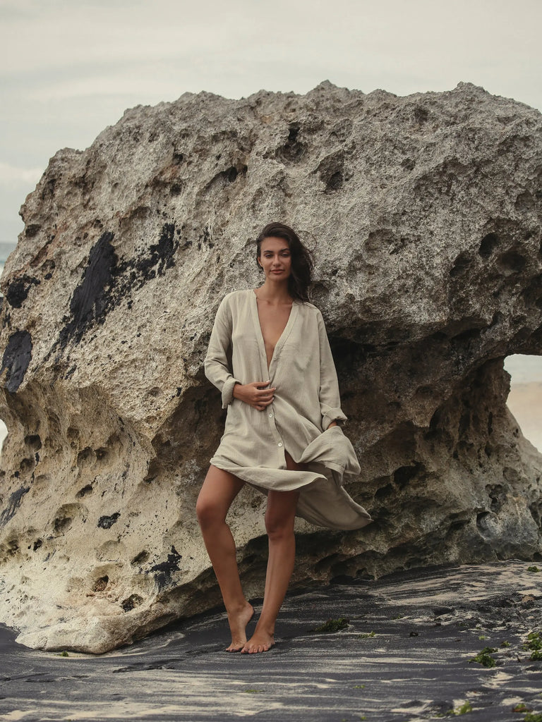 Terra Shirt Dress - Khaki Green by The Handloom The Handloom