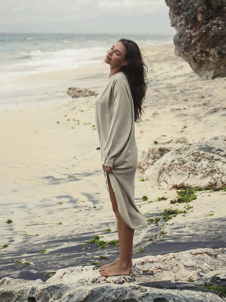 Terra Shirt Dress - Khaki Green by The Handloom The Handloom