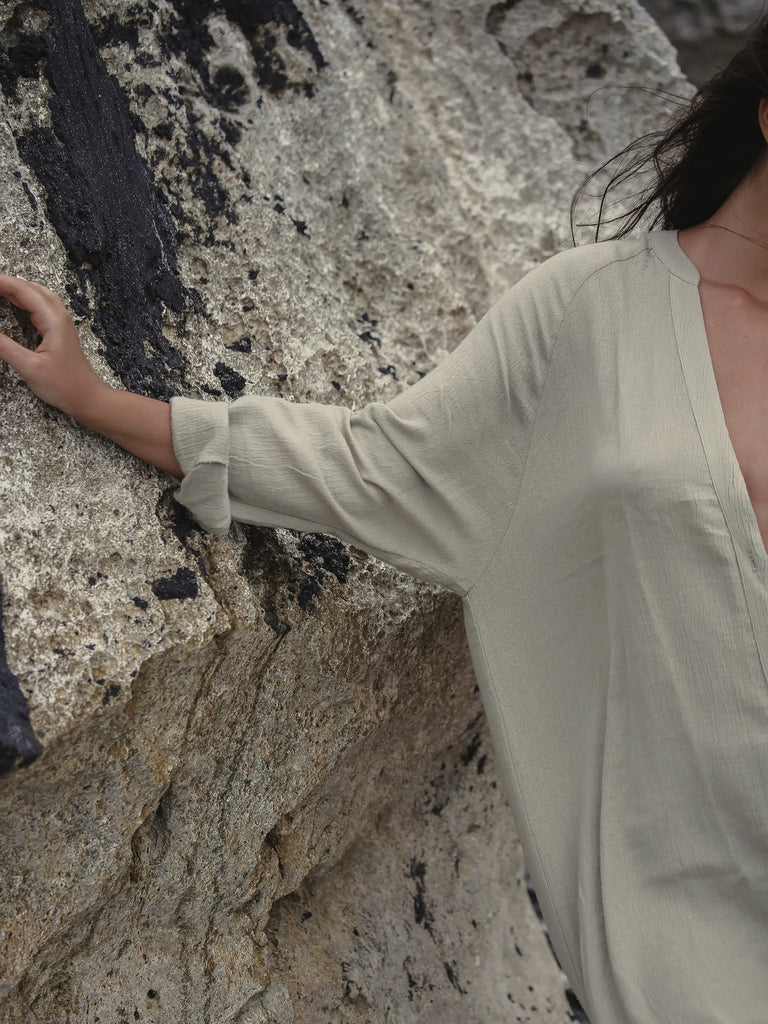 Terra Shirt Dress - Khaki Green by The Handloom The Handloom