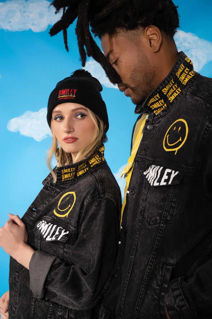 'The Smiley (Black) Denim' Painted Jacket by Wren + Glory Wren + Glory