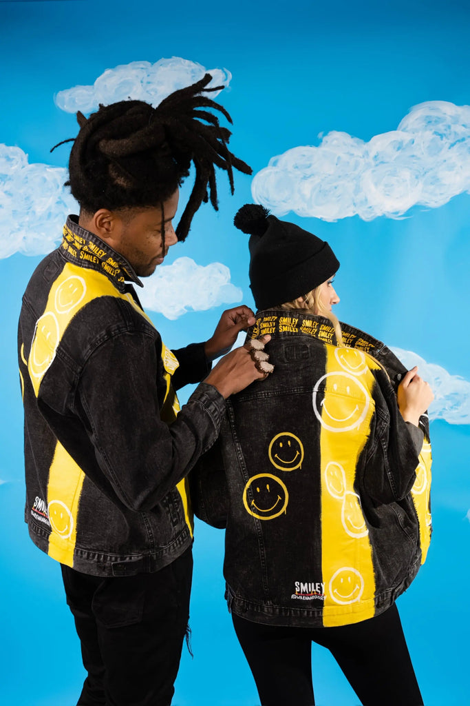 'The Smiley (Black) Denim' Painted Jacket by Wren + Glory Wren + Glory