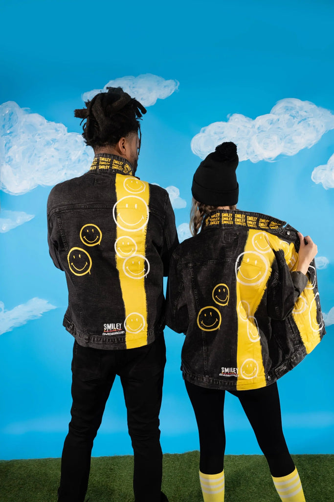 'The Smiley (Black) Denim' Painted Jacket by Wren + Glory Wren + Glory
