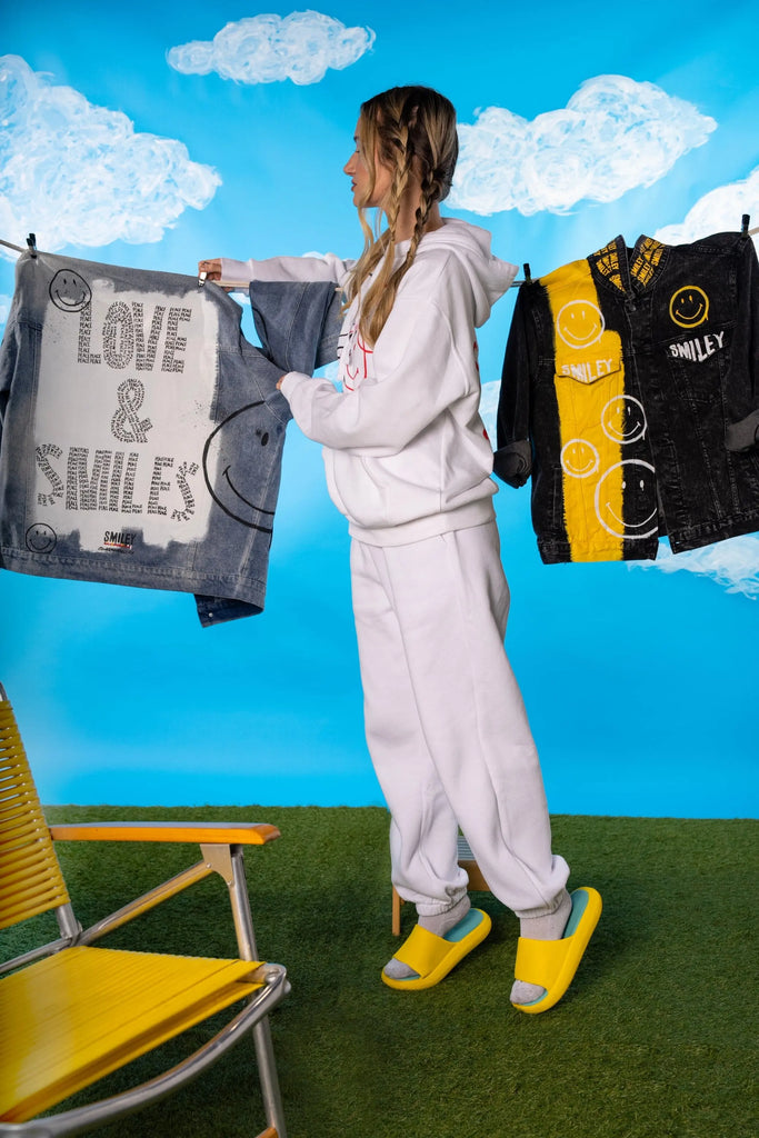 'The Smiley (Black) Denim' Painted Jacket by Wren + Glory Wren + Glory