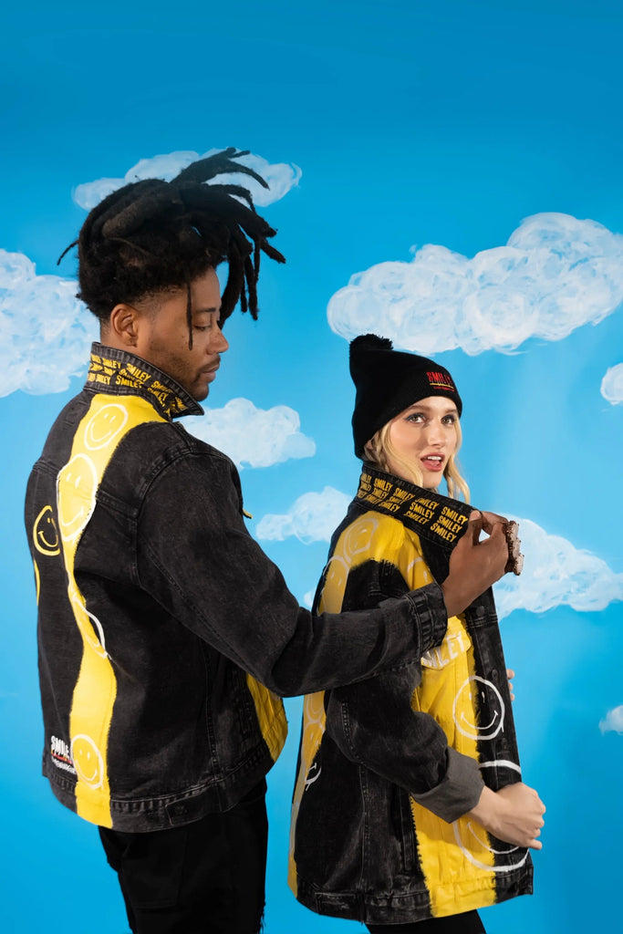 'The Smiley (Black) Denim' Painted Jacket by Wren + Glory Wren + Glory