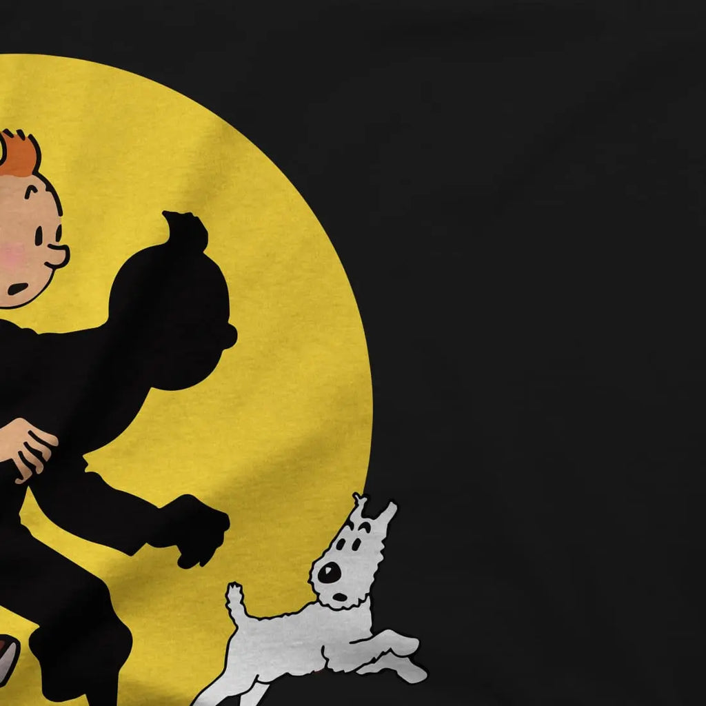Tintin and Snowy (Milou) Getting Hit By A Spotlight T-Shirt by Art-O-Rama Shop ART-O-RAMA-SHOP