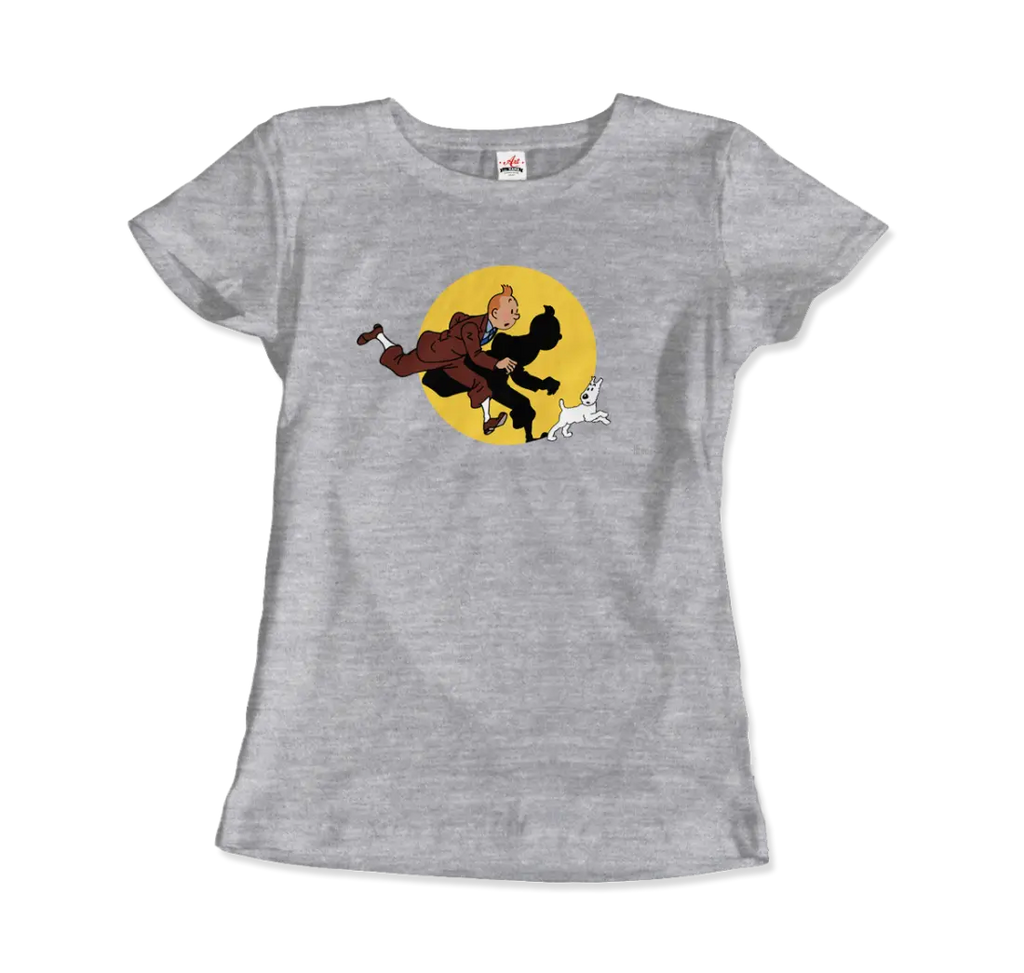 Tintin and Snowy (Milou) Getting Hit By A Spotlight T-Shirt by Art-O-Rama Shop ART-O-RAMA-SHOP
