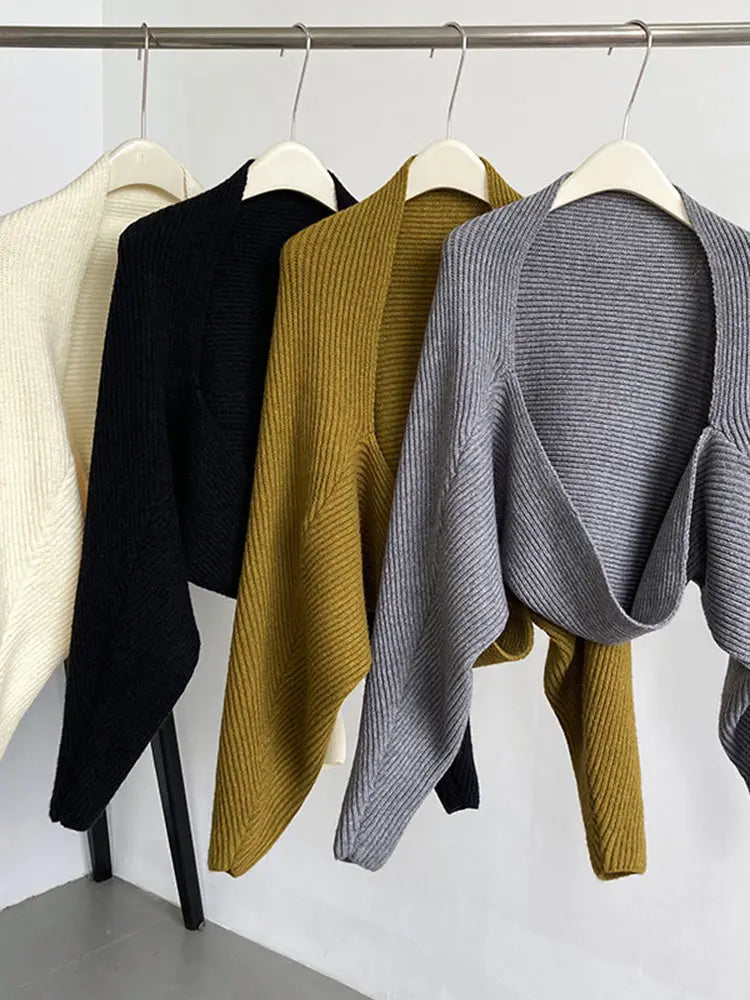 Touka Knitted Shrug Scarf - Gray by Marigold Shadows Marigold Shadows