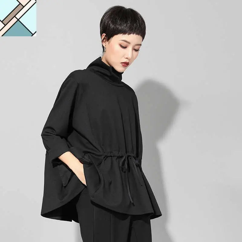 Tsyua Drawstring Turtleneck Sweatshirt by Marigold Shadows MARIGOLD SHADOWS