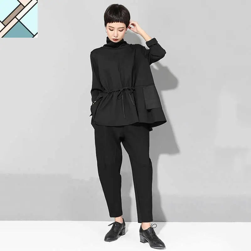 Tsyua Drawstring Turtleneck Sweatshirt by Marigold Shadows MARIGOLD SHADOWS