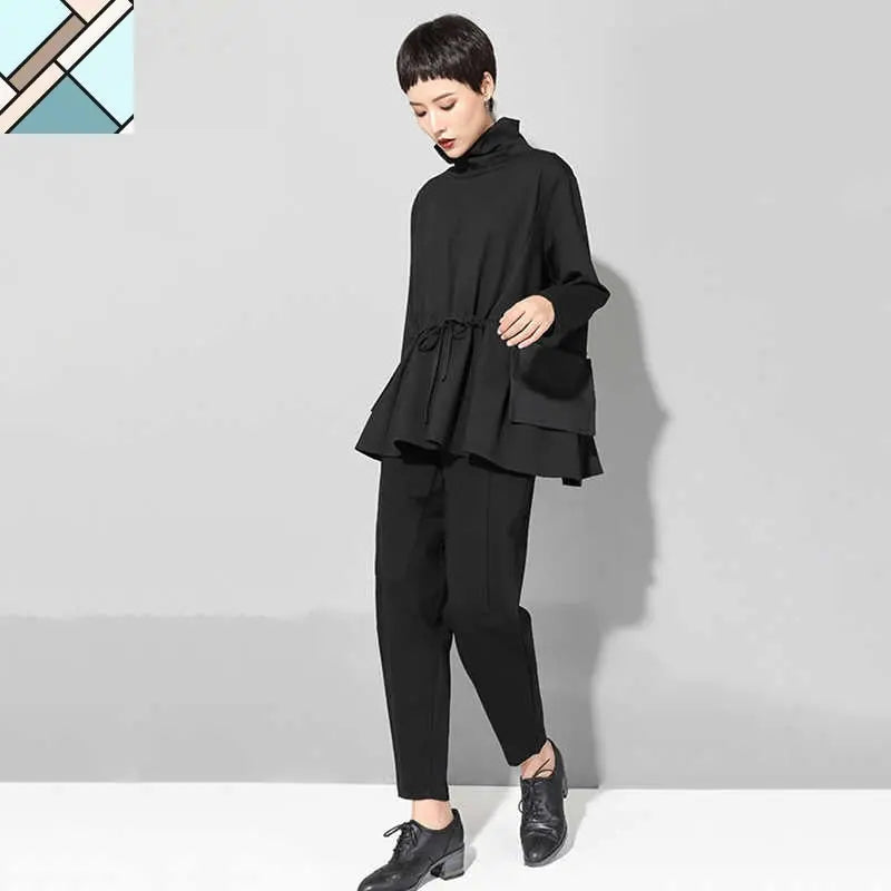 Tsyua Drawstring Turtleneck Sweatshirt by Marigold Shadows MARIGOLD SHADOWS