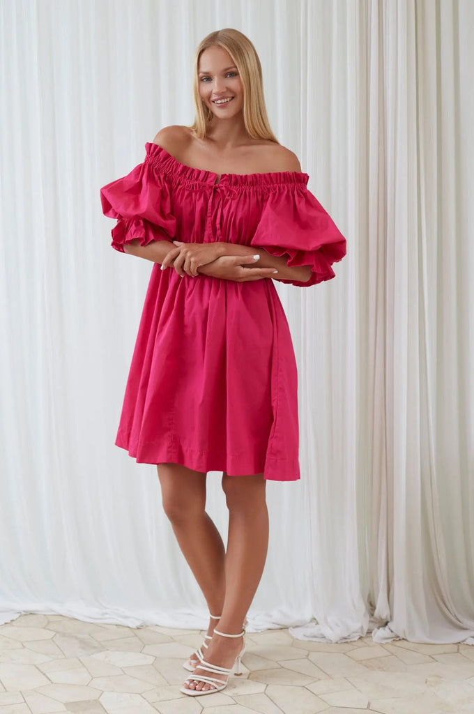 Vacay Off Shoulder Cotton Mini Dress by Bali ELF Bali ELF