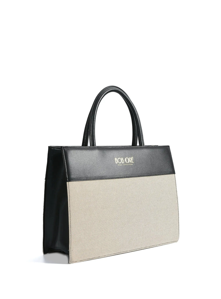 Victoria Tote Leather Canvas Bag, Black by Bob Oré BOB ORE