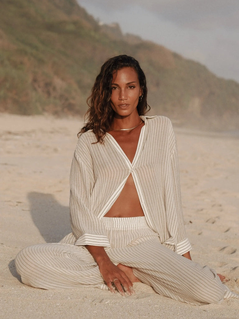 Voyage Set - Khaki Green Stripes by The Handloom The Handloom