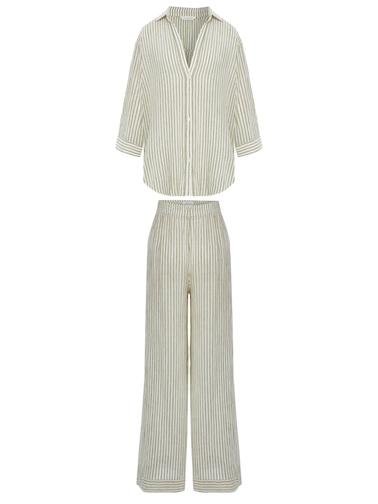 Voyage Set - Khaki Green Stripes by The Handloom The Handloom