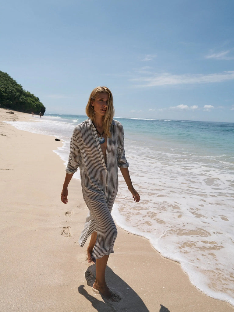 Voyage Shirt Dress - Black Stripes by The Handloom The Handloom