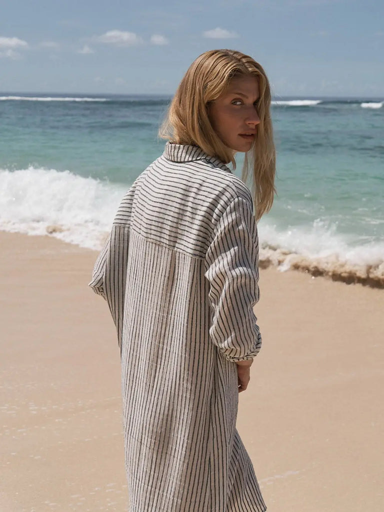 Voyage Shirt Dress - Black Stripes by The Handloom The Handloom