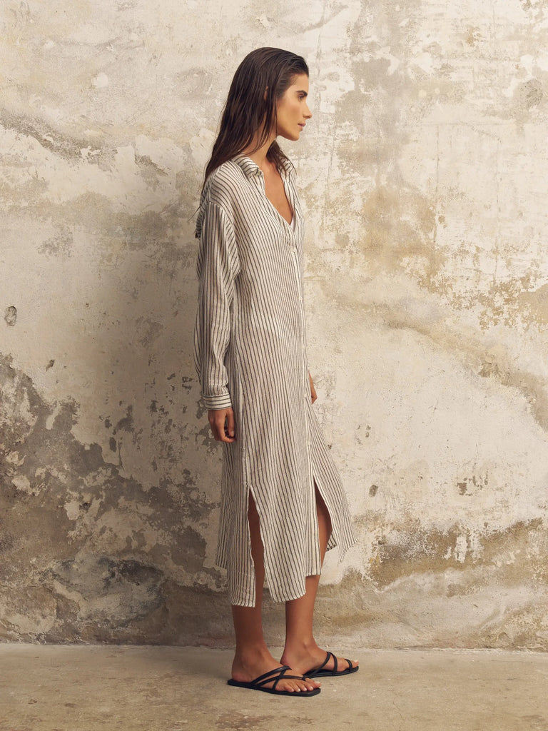Voyage Shirt Dress - Black Stripes by The Handloom The Handloom