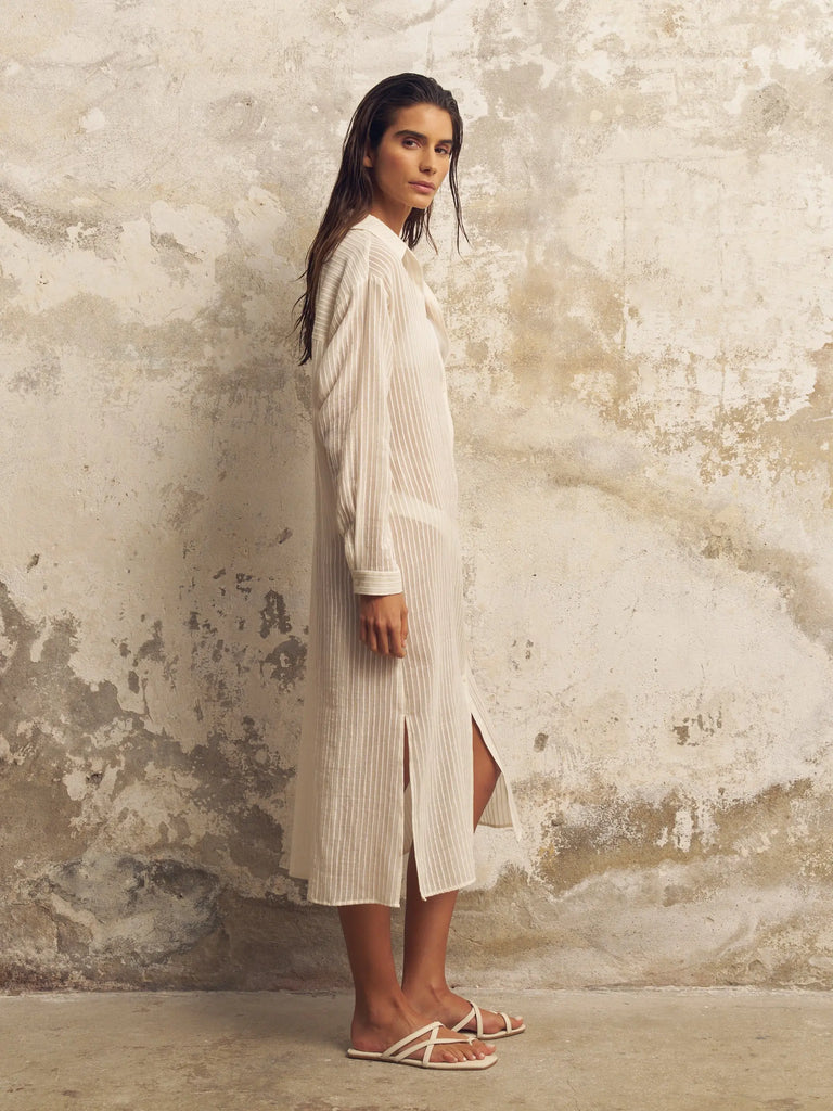 Voyage Shirt Dress - White Stripes by The Handloom The Handloom