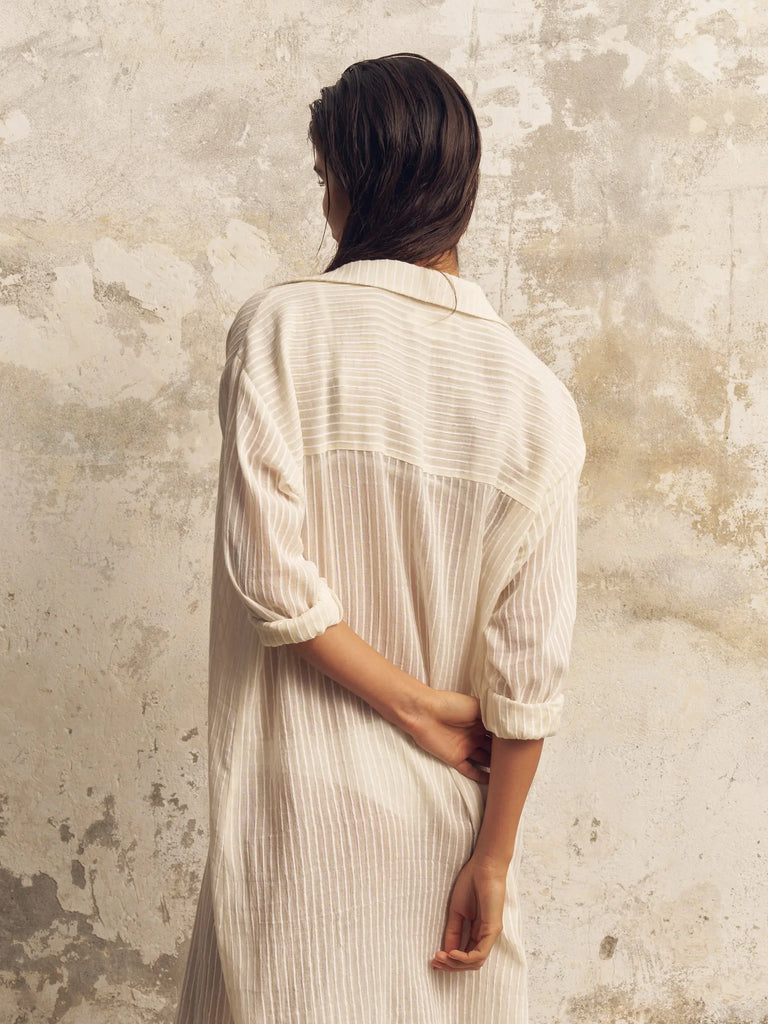 Voyage Shirt Dress - White Stripes by The Handloom The Handloom