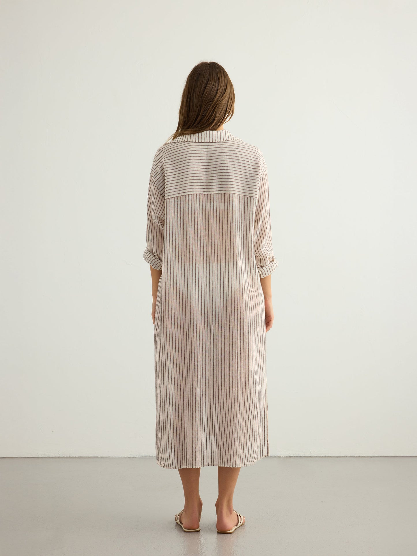 Voyage Shirt Dress - Burgundy Stripes