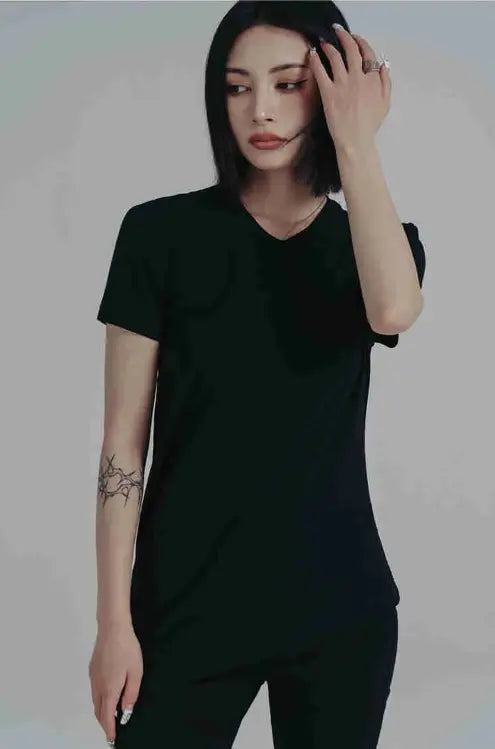 Wallcy Irregular Hem T-shirt - Black by Marigold Shadows Marigold Shadows