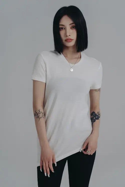 Wallcy Irregular Hem T-shirt - White by Marigold Shadows Marigold Shadows