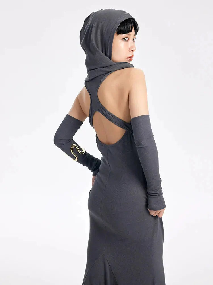 Witcheria Backless Hooded Dress by Marigold Shadows Marigold Shadows