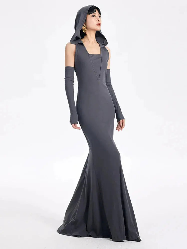 Witcheria Backless Hooded Dress by Marigold Shadows Marigold Shadows