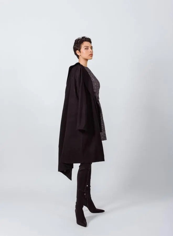 Le Réussi® Fashion - Luxurious Worsted Flannel Long Trench Coat A Sophisticated Statement of Elegance and Style.