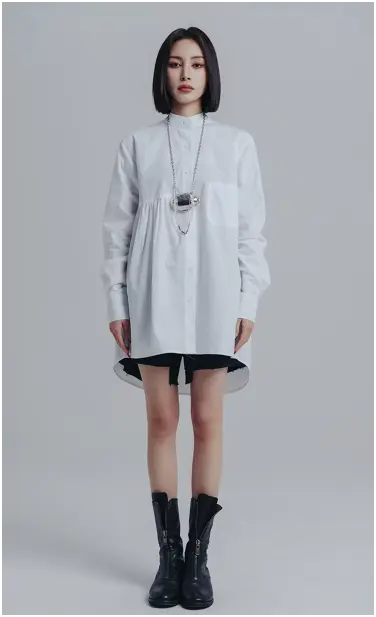 Woumen Pleated Collar Shirt by Marigold Shadows Marigold Shadows