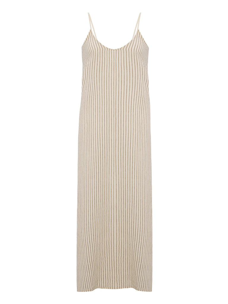 Yaz Dress - Khaki Green Stripes by The Handloom The Handloom