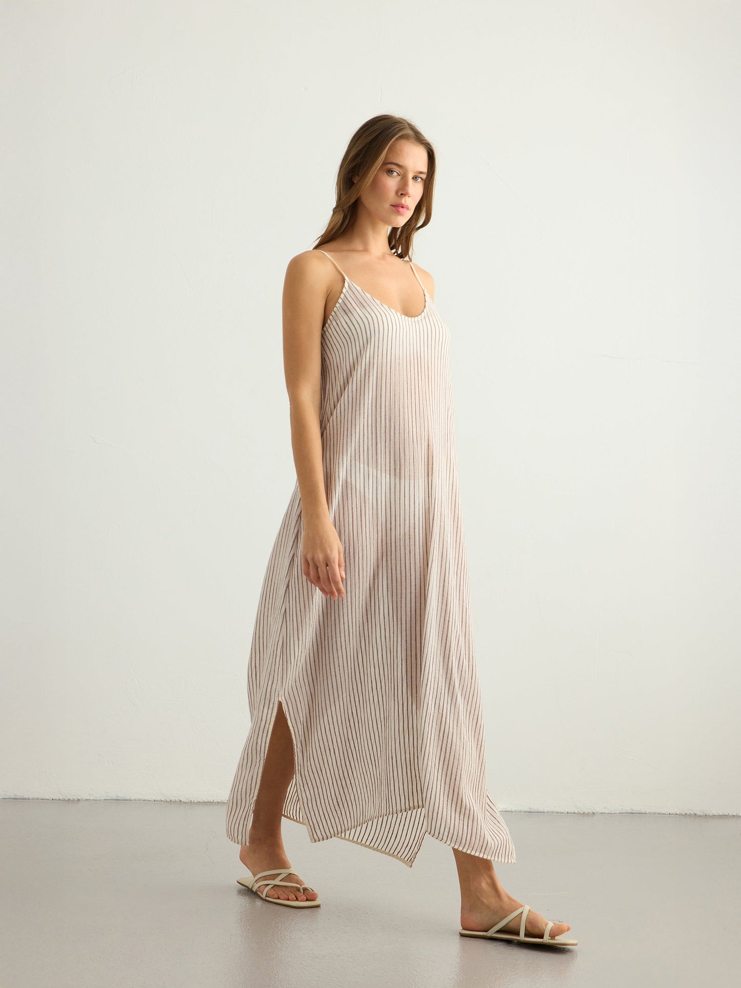 Yaz Dress - Burgundy Stripes