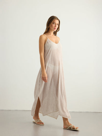 Yaz Dress - Burgundy Stripes