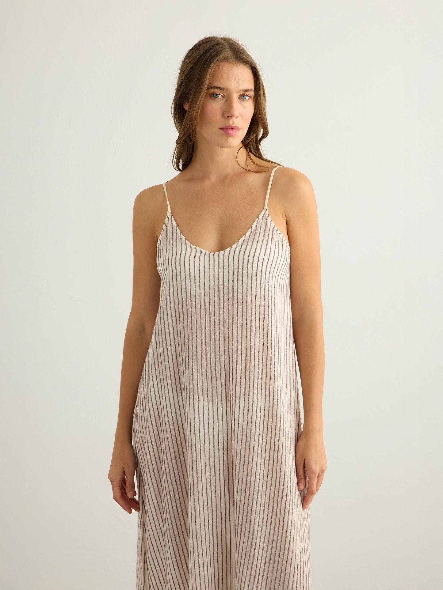 Yaz Dress - Burgundy Stripes