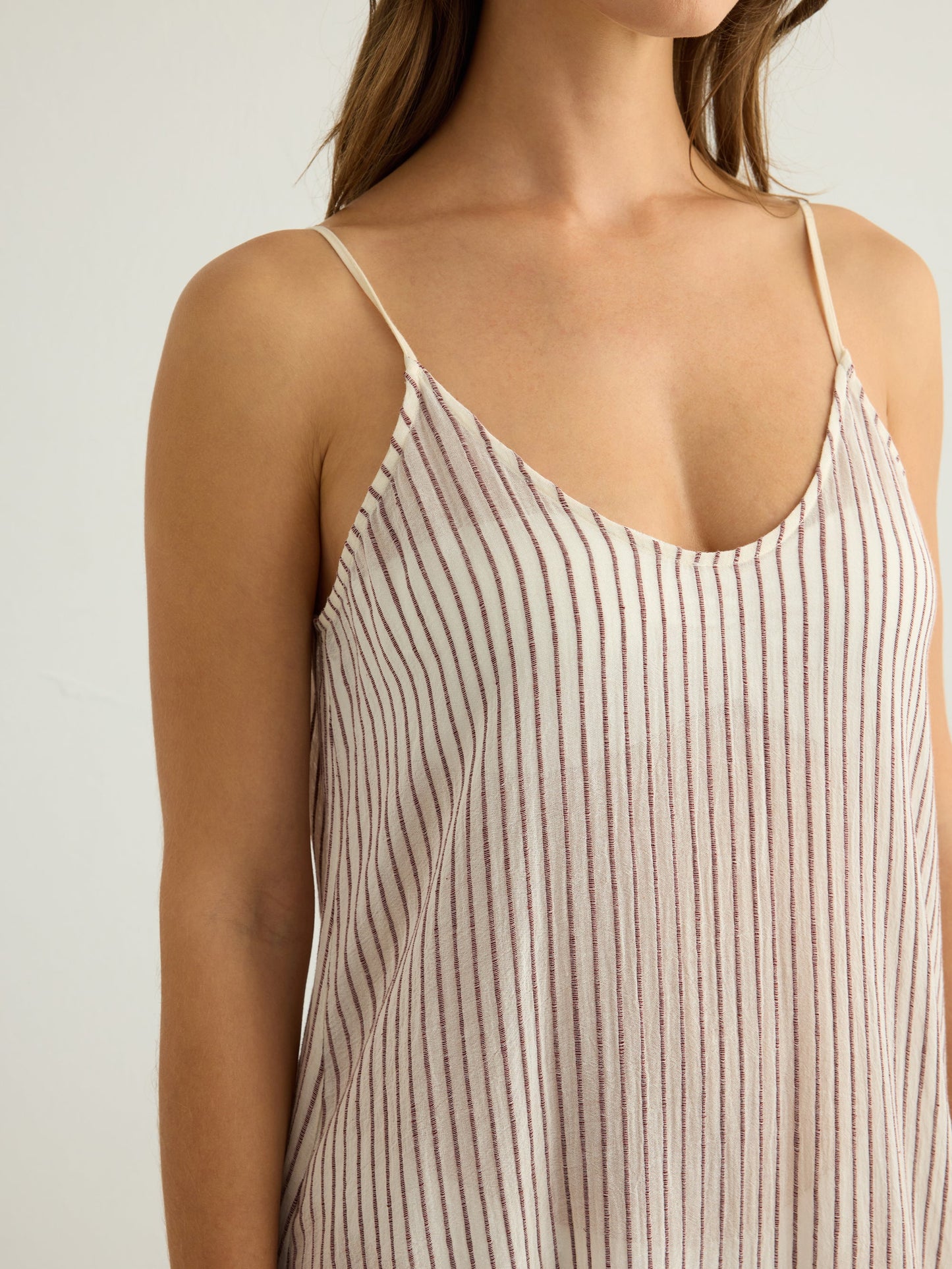 Yaz Dress - Burgundy Stripes
