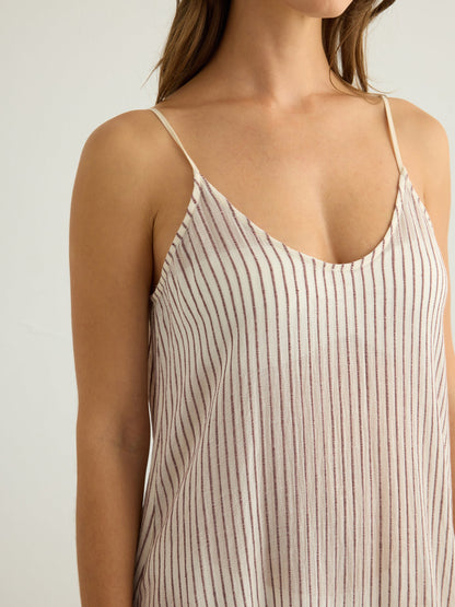 Yaz Dress - Burgundy Stripes