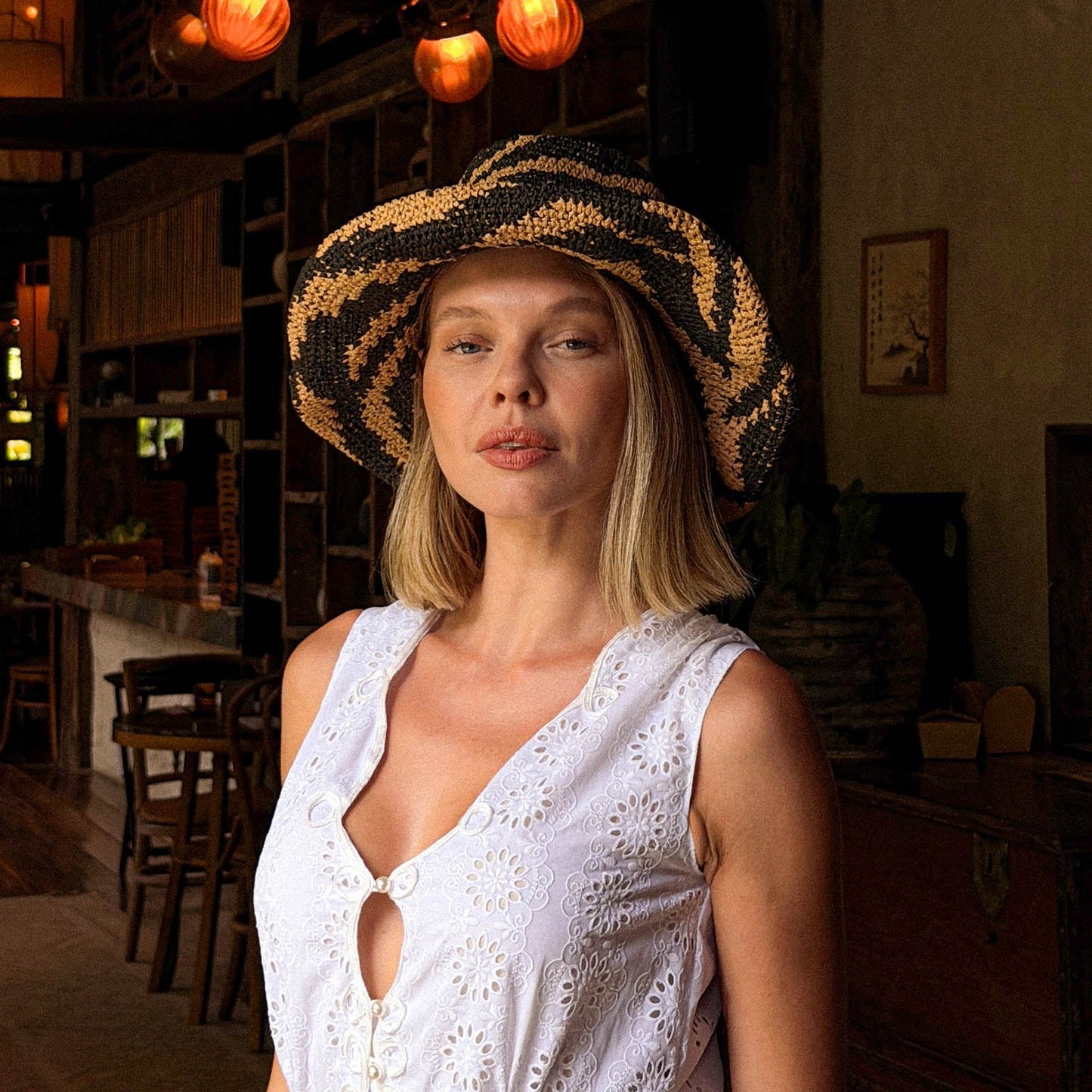 The Zenda Wide Brim Raffia Rancher Hat in Black