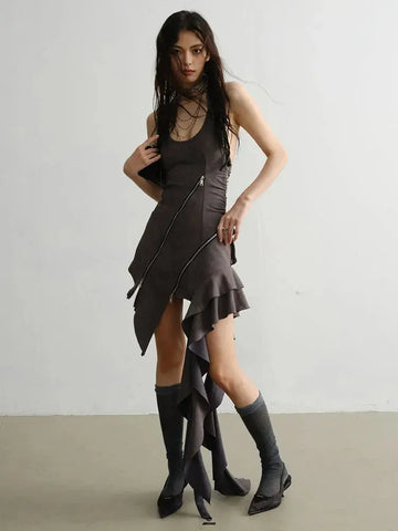 Zarga Zipper Dress by Marigold Shadows Marigold Shadows