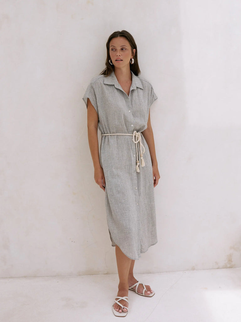 Zaya Shirt Dress - Gray by The Handloom The Handloom