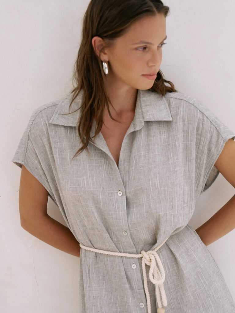 Zaya Shirt Dress - Gray by The Handloom The Handloom