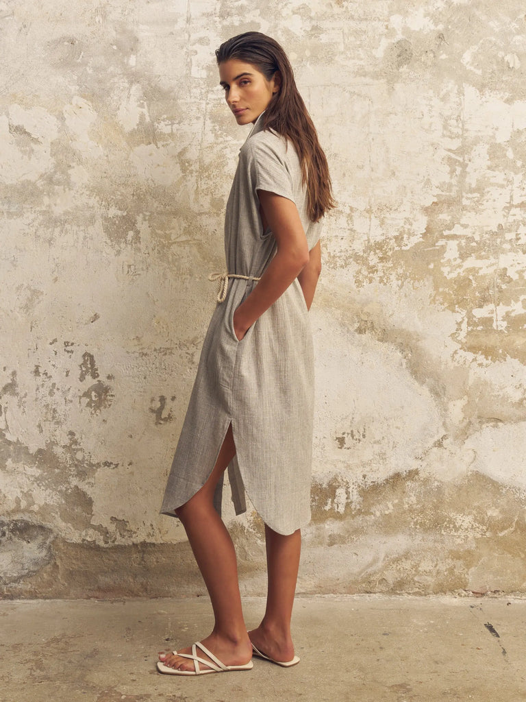 Zaya Shirt Dress - Gray by The Handloom The Handloom