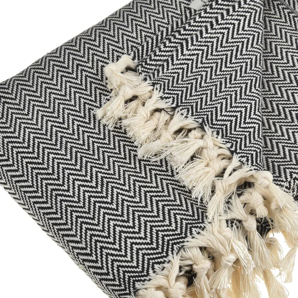Zigzag Throw Blanket Pure Cotton 72"x50" by La'Hammam La'Hammam