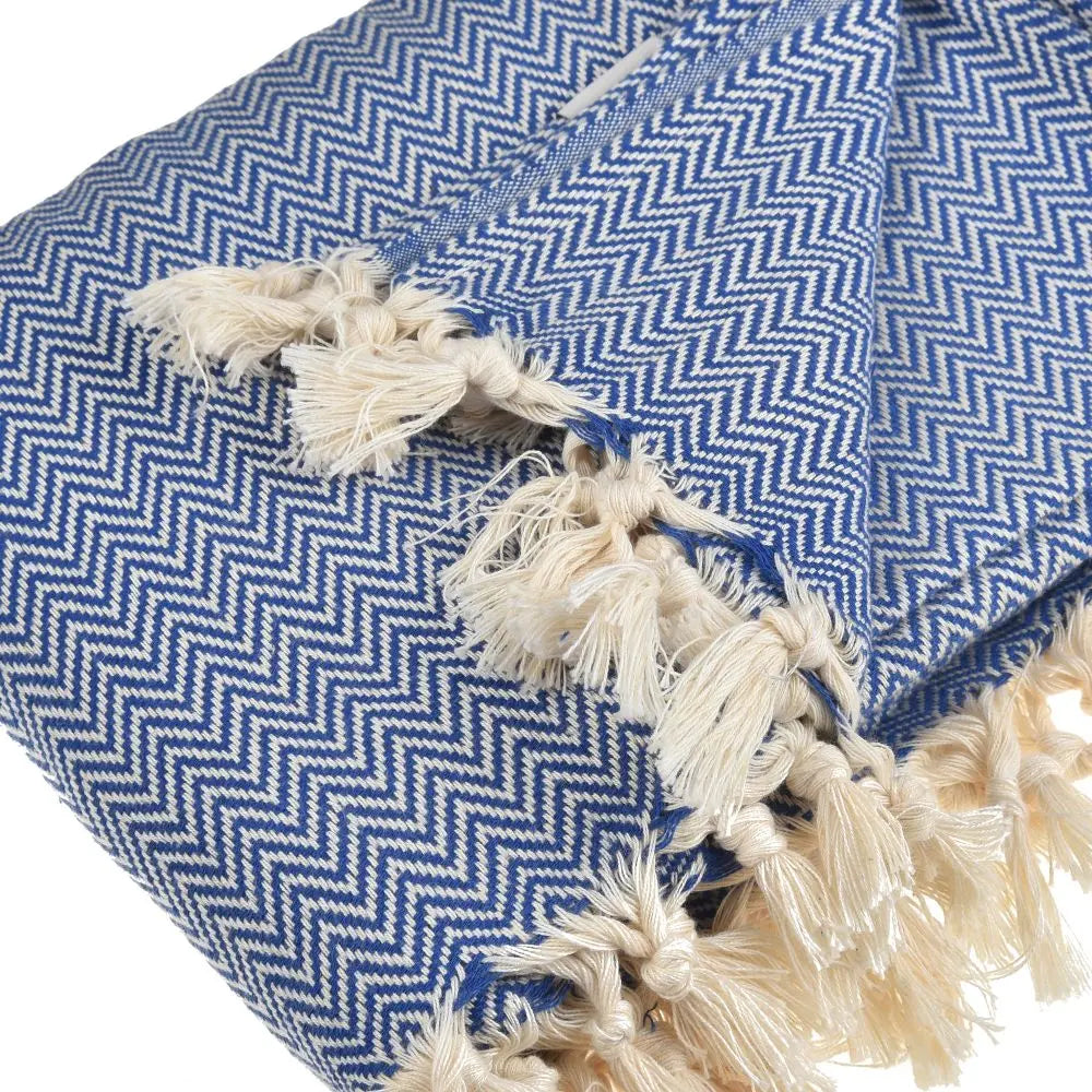 Zigzag Throw Blanket Pure Cotton 72"x50" by La'Hammam La'Hammam