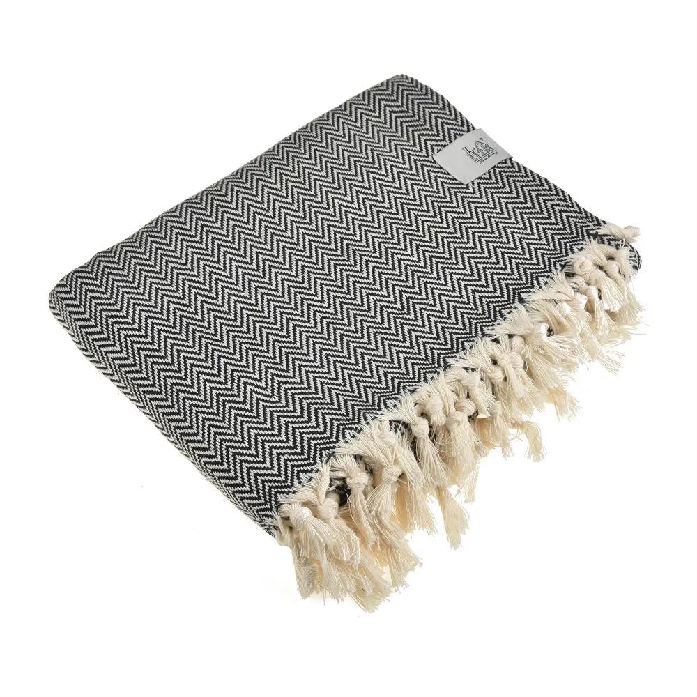 Zigzag Throw Blanket Pure Cotton 72"x50" by La'Hammam La'Hammam