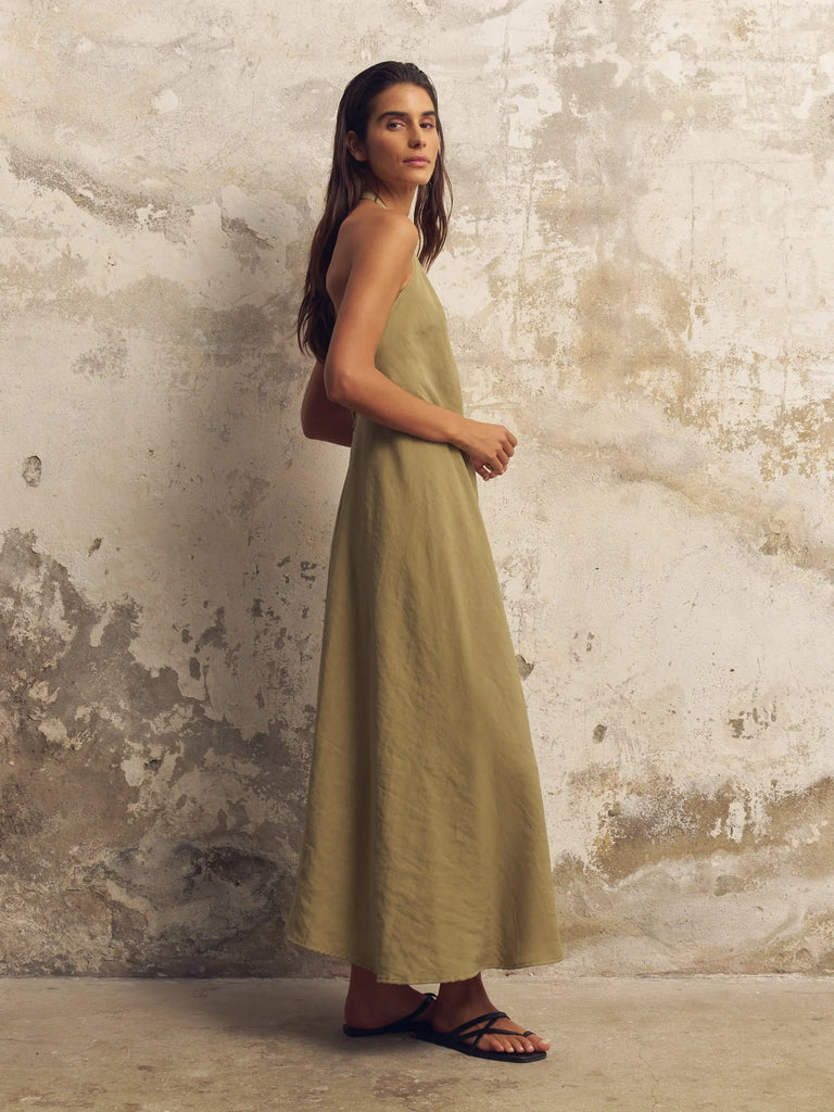 Zoe Maxi Dress - Khaki Green by The Handloom The Handloom