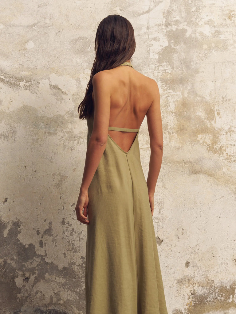 Zoe Maxi Dress - Khaki Green by The Handloom The Handloom