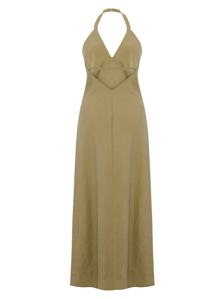 Zoe Maxi Dress - Khaki Green by The Handloom The Handloom