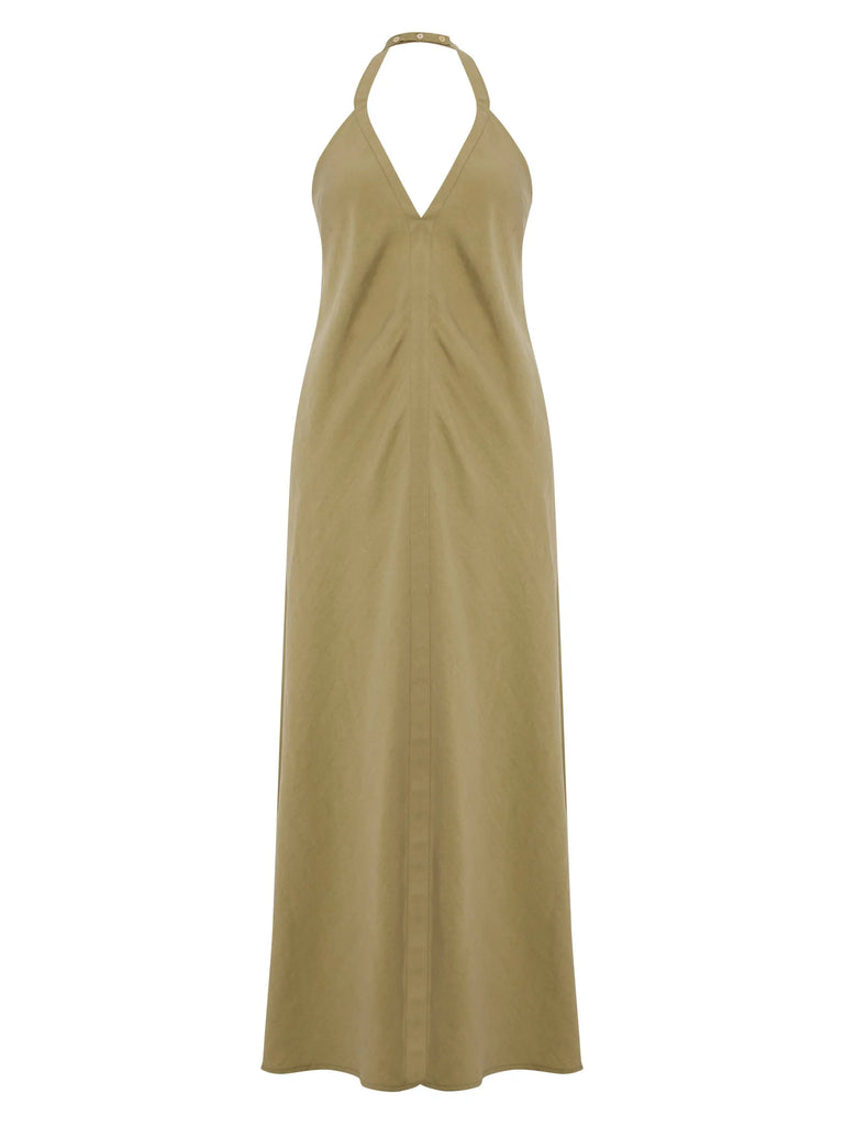 Zoe Maxi Dress - Khaki Green by The Handloom The Handloom