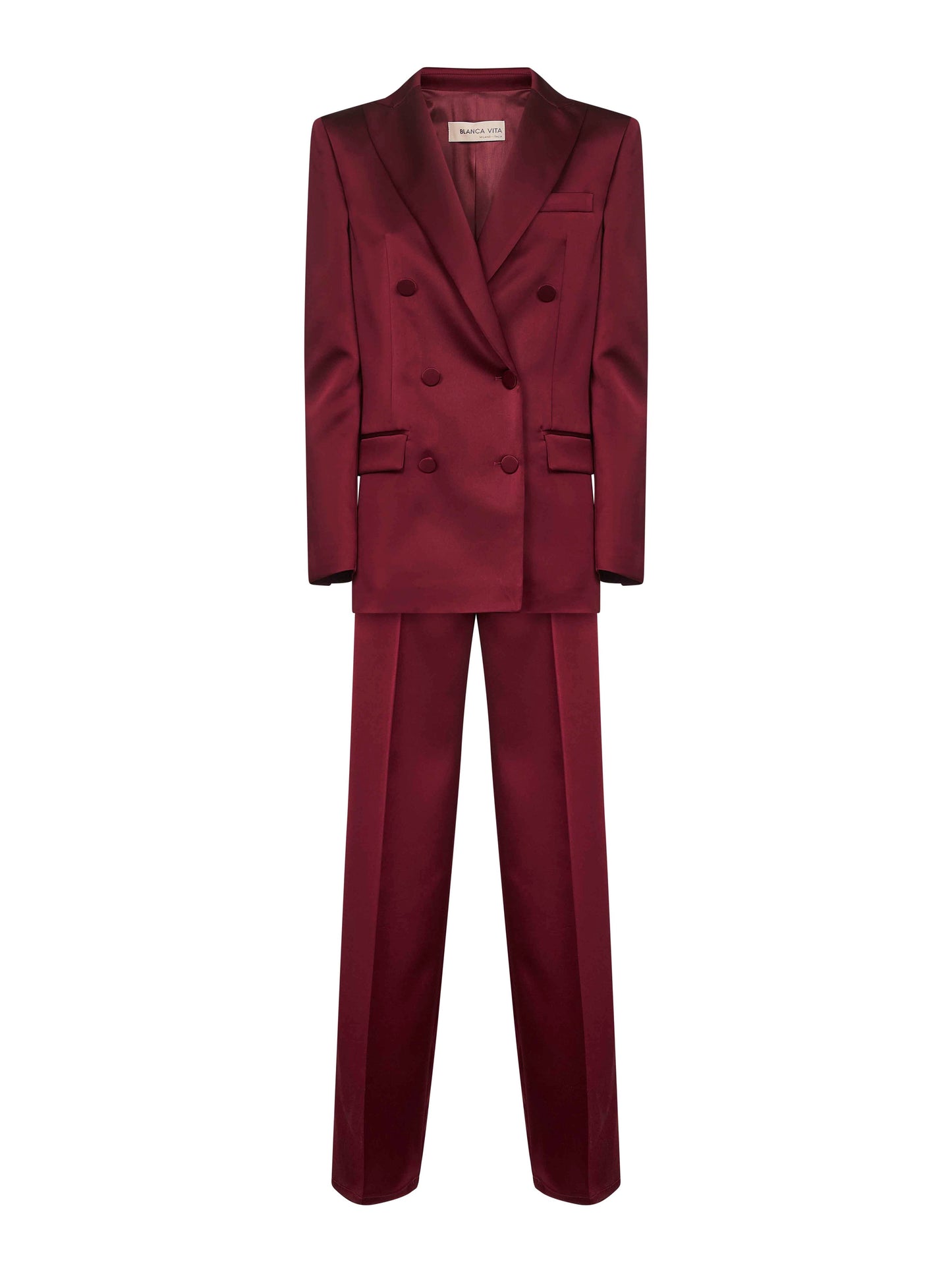 Burgundy Satin Telvera Suit
